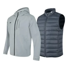 3-in-1-Daunenjacke mit Kapuze „Grey Black“