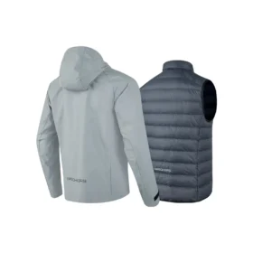 3-in-1-Daunenjacke mit Kapuze „Grey Black“