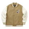 Baseballjacke mit Buchstabenprint „Tan White Black“