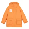 BASIC Gewebte Daunenjacke mittlerer Länge mit Buchstabenprint „Orange-Weiß“