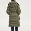 „Bobs Series“ Lässige, gewebte Daunenjacke mit Kapuze „Grün“