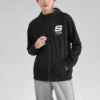 Bunte Freizeit-Serie: Kapuzenjacke mit Reißverschluss und Buchstabenprint „Schwarz-Weiß“