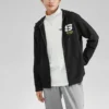 Bunte Freizeit-Serie: Kapuzenjacke mit Reißverschluss und Buchstabenprint „Schwarz-Weiß“