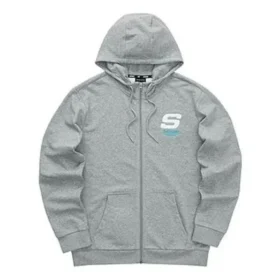 Bunte Freizeit-Serie Letter-Kapuzenjacke mit Reißverschluss „Grey White“