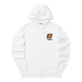 Bunte Freizeit-Serie Letter Zip-up Kapuzenjacke „Weiß Rot“