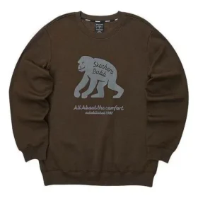 Casual Graphic Crew Sweater „Brown Grey“