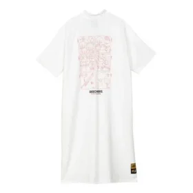 Casual-Kleid mit Logo-Print und halbem Reißverschluss „Weiß Rosa Schwarz“