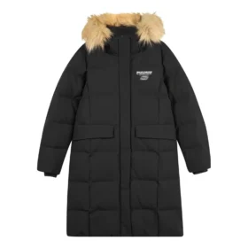 Casual-Serie Lange Daunenjacke „Schwarz“