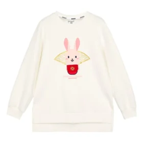 CNY-Serie Grafik-Sweatshirt mit Rundhalsausschnitt „Weiß Rot“