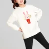 CNY-Serie Grafik-Sweatshirt mit Rundhalsausschnitt „Weiß Rot“