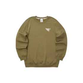 Crew-Pullover mit Aufdruck „Olivgrün Weiß“