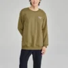 Crew-Pullover mit Aufdruck „Olivgrün Weiß“