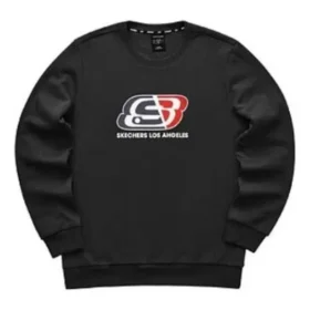 Crew-Pullover mit Logo-Print „Schwarz-Rot“