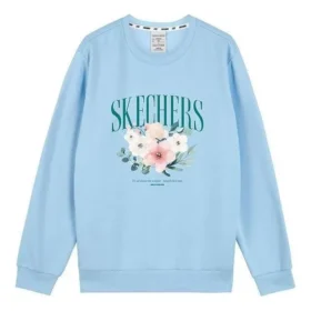Crew-Sweatshirt mit Blumenmuster „Blau Weiß Grau“