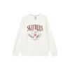 Crew-Sweatshirt mit Blumenmuster „Blau Weiß Grau“