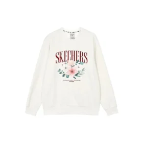 Crew-Sweatshirt mit Blumenmuster „Blau Weiß Grau“