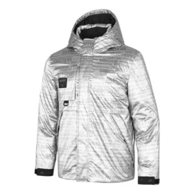 Daunenjacke mit Kapuze und Buchstabenprint „Silver Black“