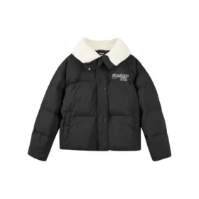 Daunenjacke mit Logo-Print „Weiß Schwarz“