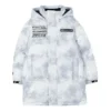 Einfache Daunenjacke mit gewebtem Buchstaben „Weiß Schwarz“