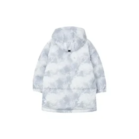Einfache Daunenjacke mit gewebtem Buchstaben „Weiß Schwarz“
