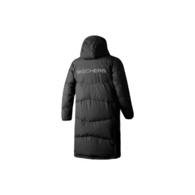 Einfache lange Daunenjacke mit Buchstabenprint „Schwarz“