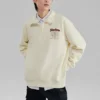 Einfacher gewebter Pullover mit halbem Reißverschluss und Rundhalsausschnitt „Schwarz Weiß“