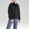 Einfarbige 3-in-1-Jacke mit Reißverschluss „Schwarz“