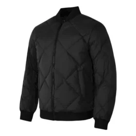 Einfarbige Daunenjacke mit gewebtem Kragen „Schwarz“