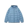 Einfarbige Daunenjacke mit Kapuze und Logo-Print „Blau-Türkis-Grün“