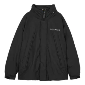 Einfarbige Daunenjacke mit Kapuze und Reißverschluss „Schwarz Grau Weiß“