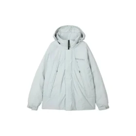 Einfarbige Daunenjacke mit Kapuze und Reißverschluss „Schwarz Grau Weiß“