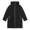 Einfarbige Stehkragen-Steppjacke mit Reißverschluss „Schwarz“