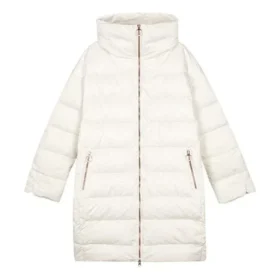 Einfarbige Stehkragen-Steppjacke mit Reißverschluss „Weiß“