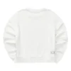 Einfarbiges, locker sitzendes Sweatshirt mit Rundhalsausschnitt „Weiß“