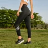 Enge Sport-Fitness-Leggings „Schwarz Grau“