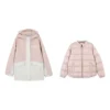 Farbblockierte, wendbare Kapuzenjacke mit Reißverschluss „Pink-Weiß“