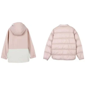 Farbblockierte, wendbare Kapuzenjacke mit Reißverschluss „Pink-Weiß“