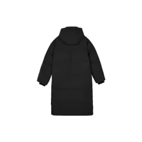 Gewebte lange Daunenjacke „Schwarz“