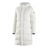 Gewebte lange Daunenjacke „White Black“