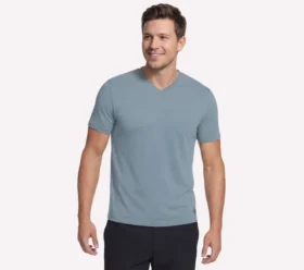 GO DRI Pima Kurzarm-T-Shirt mit V-Ausschnitt