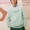 Gradient Letter Crew Sweatshirt „Green White“