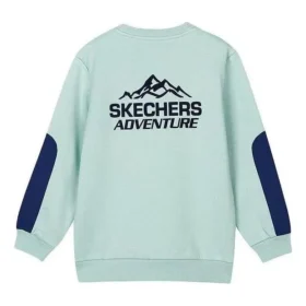 Grafik-Langarmpullover „Teal Blue“