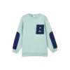 Grafik-Langarmpullover „Teal Blue“