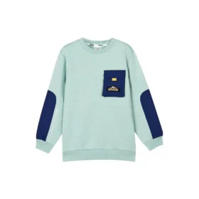 Grafik-Langarmpullover „Teal Blue“