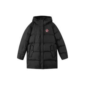 Grafische Daunenjacke mit Kapuze „Rot Schwarz“