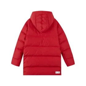 Grafische lange Daunenjacke „Red“