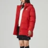 Grafische lange Daunenjacke „Red“
