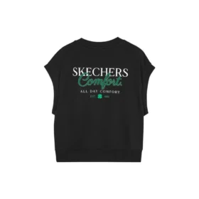 Grafisches, lässiges, ärmelloses T-Shirt „Schwarz“