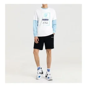 Herren-Skechers mit kontrastfarbenem LOGO-Aufdruck, gestrickt, kurzärmelig, weiß