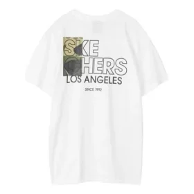 Herren Skechers Printing S Strick-T-Shirt mit kurzen Ärmeln, Weiß